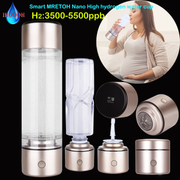 Improve Immunity Smart MRETOH Nano Alkaline H2 Water Generator SPE Membrane Electrolysis Hydrogen Gas Ventilator Ionizer Bottle