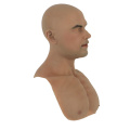 KnowU Silicone Male Mask with Chest Hair Eyebrows Open Mouth Headgear Cosplay Crossdress