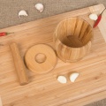 Pestle Grinding Bowl Set Bamboo Mortar And Pestle Pedestal Bowl Garlic Pot Spice Pepper Mill Tools Kitchen Tools