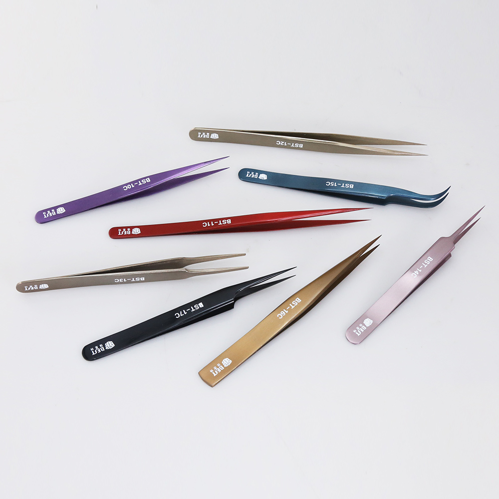 1Pc Universal Anti-Static Pointed Tweezers Color Plated Stainless Steel Tweezers Antacid Repair Tool For Mobile Phone