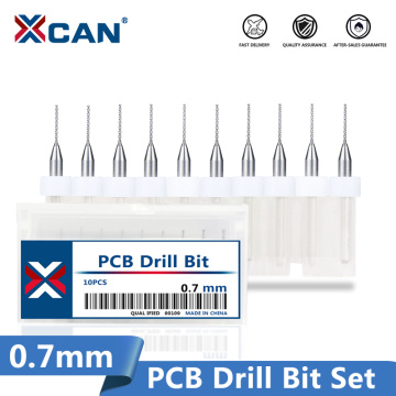 XCAN 10 Pcs/set 0.7mm Import Carbide PCB Drill Bits for Drilling Print Circuit Board Mini Drill Bit Set