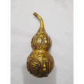 Chinese Folk Bronze brass Carved FengShui Gourd Cucurbit lucky decoration Statue