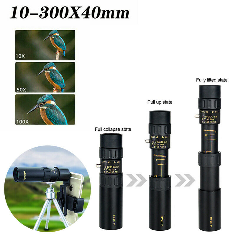 2020 New 4K 10-300X40mm Super Telephoto Zoom Monocular Telescope Tripod Clip Set UK Mobile Phone Lens Accessory Cep Telefonları