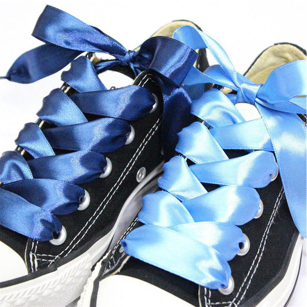 1Pair Silk Satin Unisex Flat Shoe Laces 2cm Width Solid Color Shoe Strap Strings High Quality Ribbon Shoelaces Canvas Shoe Laces
