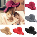 Retro Graceful Autumn Winter Felt Bowler Hats Fedoras Women Girls Soft Vintage Wool Wide Large Brim Formal Hat Solid Ladies Hat