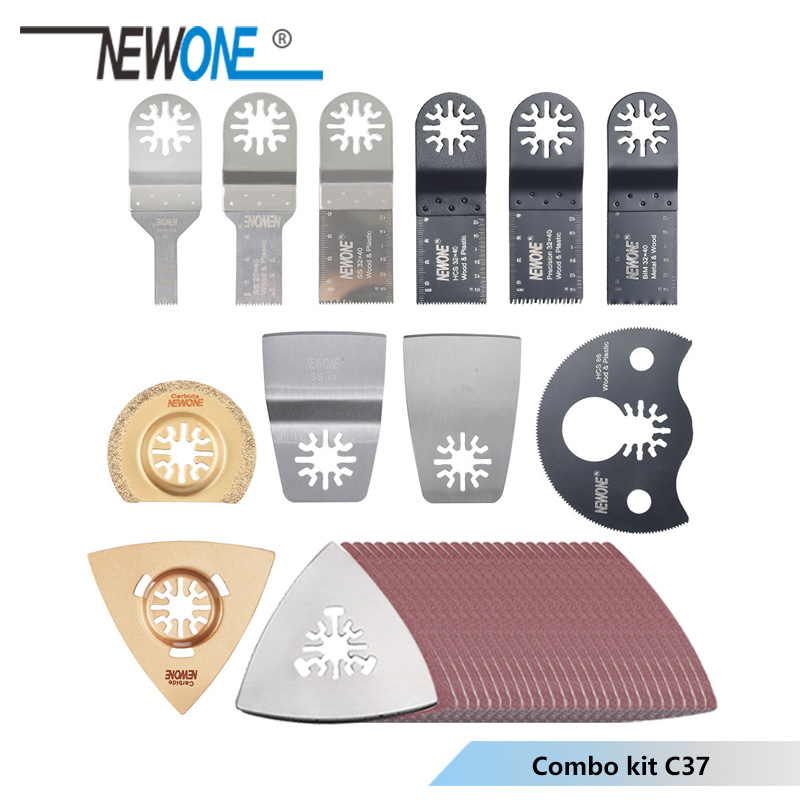 NEWONE 100pcs Universal HCS/Japan-tooth/BIM Oscillating Tool Multi tool saw blades combo kit for wood/metal/plastic/tail cutting