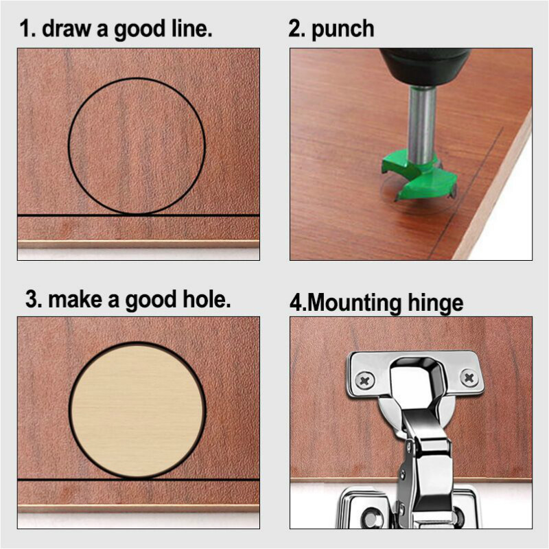 35mm Door Cabinets Hinge Hole Drilling Guide Locator Template Woodworking Hinge Drilling Jig Concealed Guide w/ Hinge drill Tool