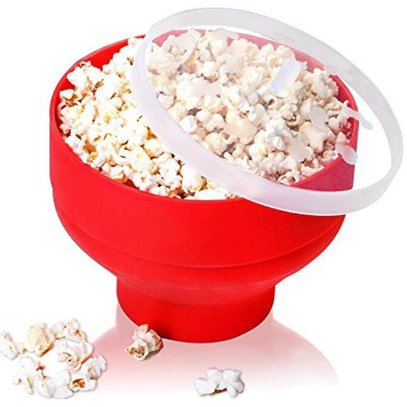 New FDA Red Silicone Popcorn Bowl Microwave Popcorn Maker Container Safe Popcorn Container Baking Tray 2020