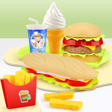 Kids Simulation Food Hamburger Hotdog Kitchen Toy Set DIY House Pretend Play Miniature Snack Burger Educational Game Toys Gift