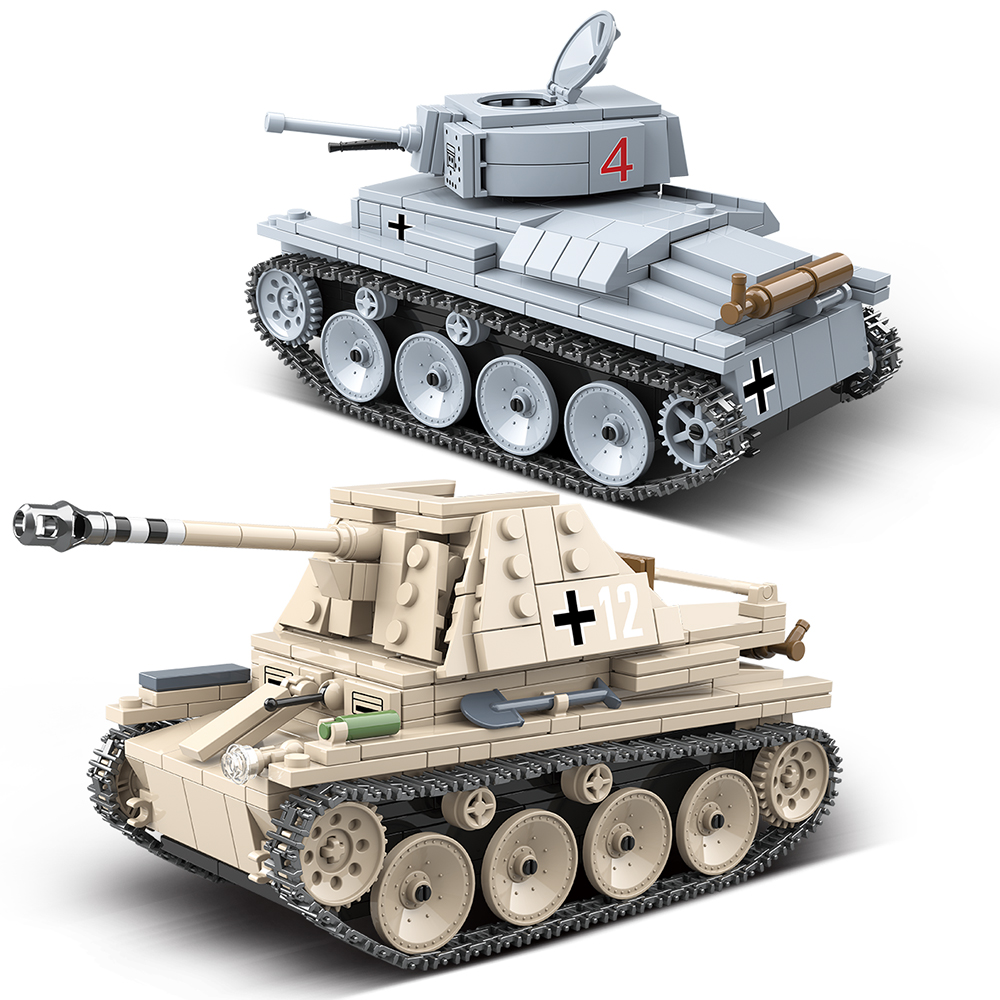 608PCS WW2 Military German Weasel tank Building Blocks Military Self propelled anti tank gun weapon Bricks Kids Toy For Children
