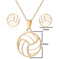 Hfarich Women Students Fashion Beach Volleyball Pendant Necklaces Hollow Ball Stainless Steel Circle Jewelry Graduation Gift