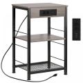 Rustic Grey Bedroom Nightstand with Charging Ports
