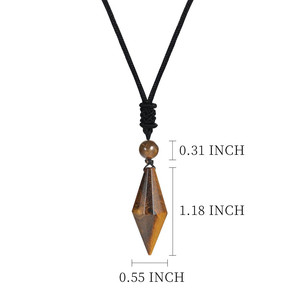 Natural Crystal Quartz Hexagonal Cone Pendant Necklace for women Men Double Point Faceted Cut Healing Stone Jewelry