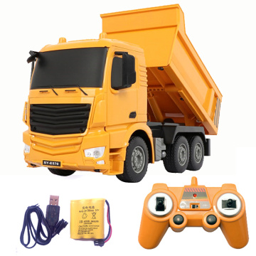 2.4G RC Car Dump Truck Toys for Children Boys Xmas Birthday Gifts Yellow Color Remote Control Engineering Car Model Beach toys