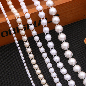 4/6/8mm-2/5meters White Cream Half ABS Imitation Pearl Beads Chain Trim for DIY Wedding Party Decoration Jewelry Findings Craft
