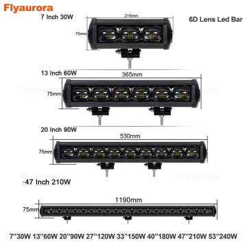 6D Lens Single Row Led 4x4 Offroad Work Light Bar For Off road 4WD Trucks SUV ATV 12V 24V Trailer Motorcycle Car External Lights