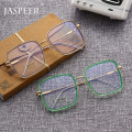 JASPEER Vintage Metal Frame Anti Blue Light Glass Women Computer Eyewear Men Optical Spectacle Oversized Eyeglass Square