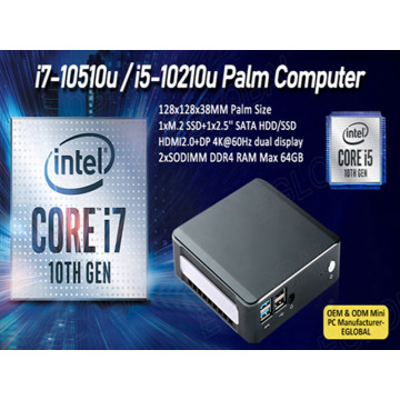 Hot Mini PC 10TH i7 10510U i5 10210 i7-8565U i5 8265U 2*DDR4 NVME M.2 Pocket Desktop Computer Window10 Pro Type-c 4K HDMI2.0 DP