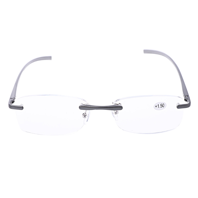 Aluminum Metal Rimless Reading Glasses Presbyopic Eyeglass Resin Lense +1.0~+3.5