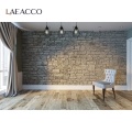 Laeacco Modern Living Room Stone Brick Wall Curtain Window Floor Light Interior Photography Background Backdrop For Photo Studio