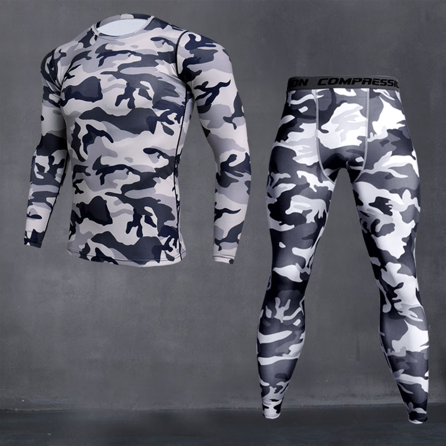 Men's Camouflage Thermal underwear set Long johns winter Thermal underwear Base layer Men Sports Compression Long sleeve shirts