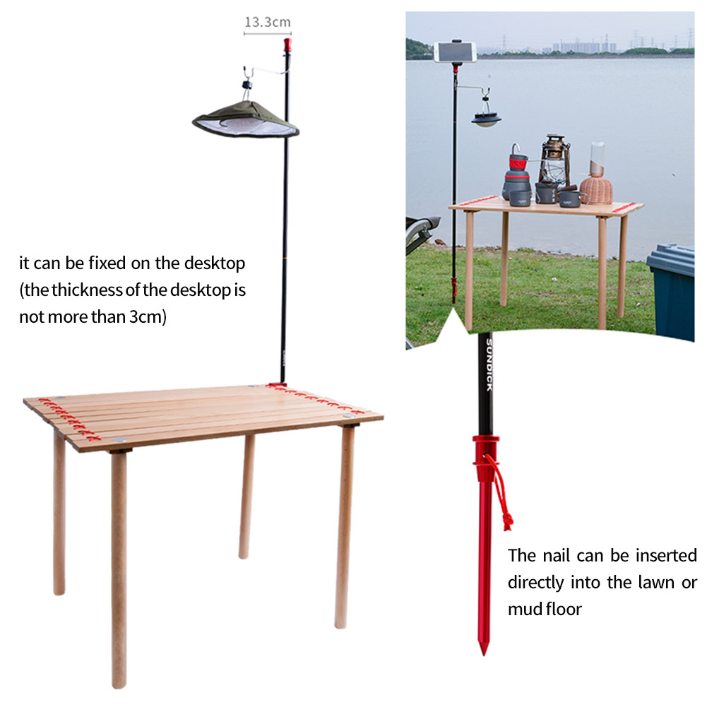 Portable Folding Lamp Pole Hanging Light Fixed Holder Camp Fishing Aluminum Alloy Tent Table Hanging Light For SUNDICK
