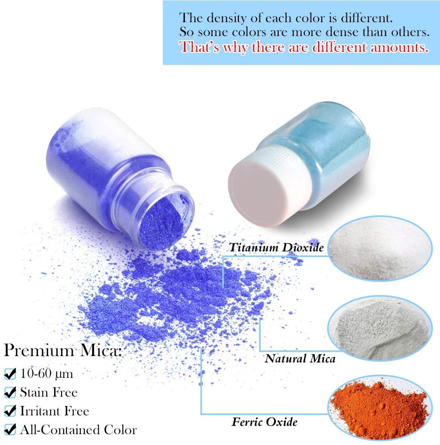 Mica Powder Epoxy Resin Dye 15 Color Powder Pigments for DIY Arts, Crafts , Paint, Nail Polish, Soap Making, Coloring Mix