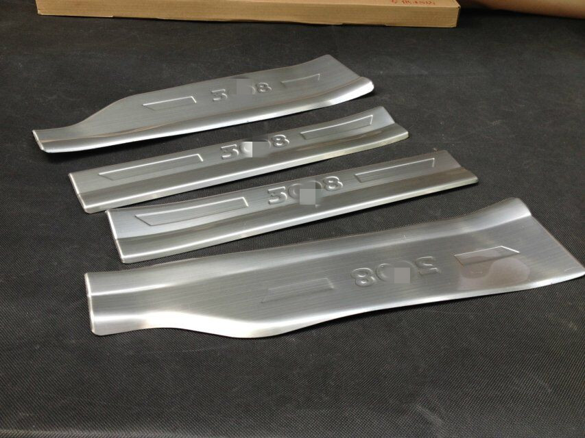 Car styling stainless steel door scuff plate lower inside 4pcs for Peugeot 3008 2015 2016 2017 2018