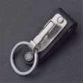 1pc Fashion Hanging Car Keychain Key Ring Clip on Belt Genuine Leather Key Chain Stainless Steel Detachable Car Key Holder
