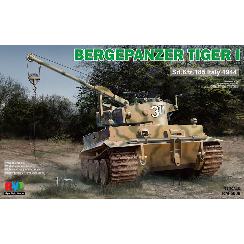 Rye Field Model RFM RM-5008 1/35 Bergepanzer Tiger I Sd.Kfz.185 Italy 1944 - Scale model Kit