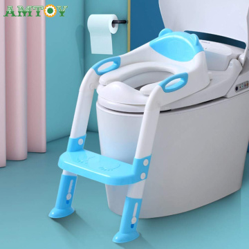 AMTOY Baby Potty Training Seat Children's Potty With Adjustable Ladder Infant Baby Toilet Seat Toilet Training Folding Seat