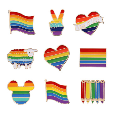 Love Pride Rainbow Pins Heart Gay Enamel Pin Flags Pencil Sheep Brooches Intersex Badge Clothes Lapel Pins Couple Jewelry Gift