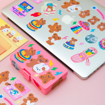 4kinds Cute bear removable stickers DIY scrapbooking journal album mobile phone computer diary happy planner decorative stickers