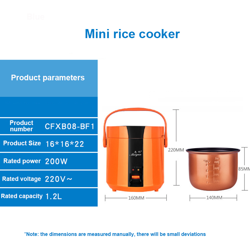 220V Multifunctional Rice Cooker 1.2L Mini Insulation Electric Rice Pot Kitchen Fast Heating Lunch Box 1-2 people
