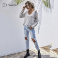 CHAXIAOA Personality Korean Fashion Women Sweaters Hole Tassel Fashion Pullovers Knitted Tops Long Sleeve Fall Sweaters X335