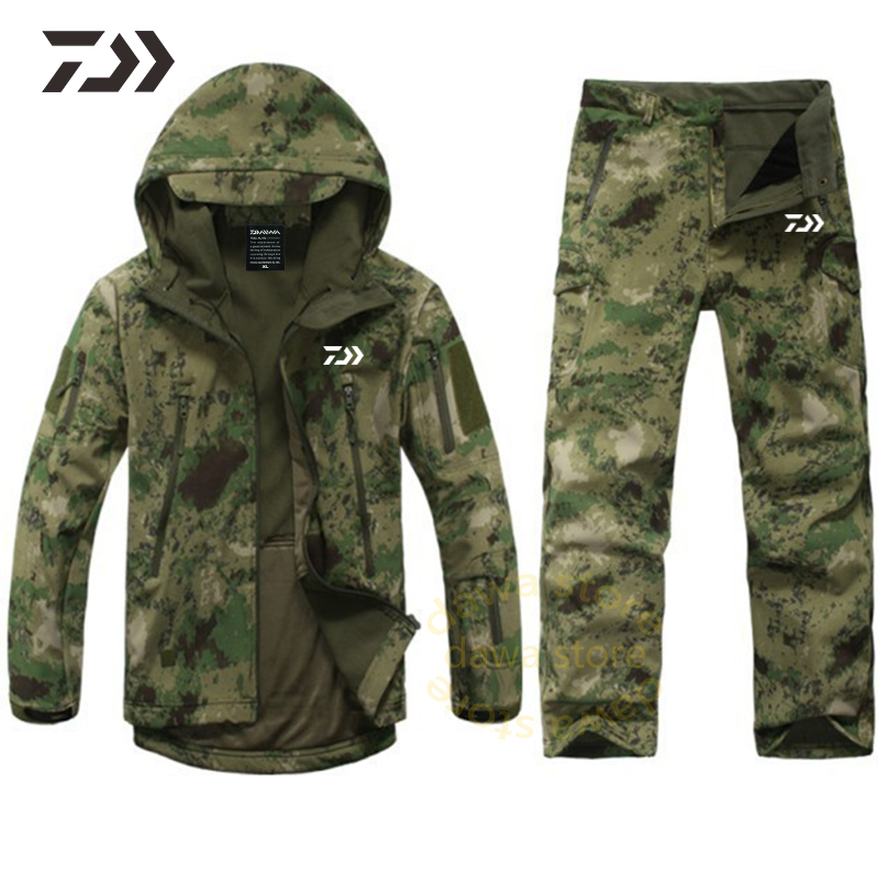 Winter for Fishing Suit Tactical Softshell CP Camouflage Fishing Jacket Waterproof Hunting Outdoor Clothes Fishing Wear Militar