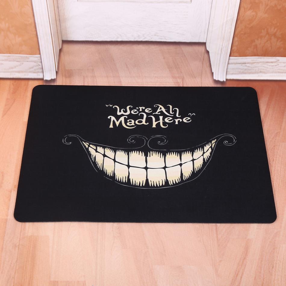 Funny Door Mat Rubber Floor Rug Non-slip Pad Indoor Outdoor Doormat Carpet 4#We're All Mad Here Accessories