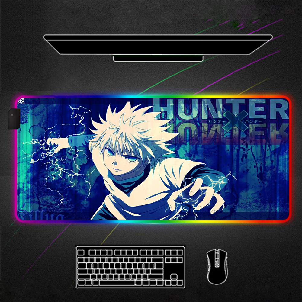 Hunter X Hunter Pads Surface for Mouse Led Carpet Anime Mousepad Rgb Rug Pc Gamer Complete Mouse Pad with Backlight Desktop Pad