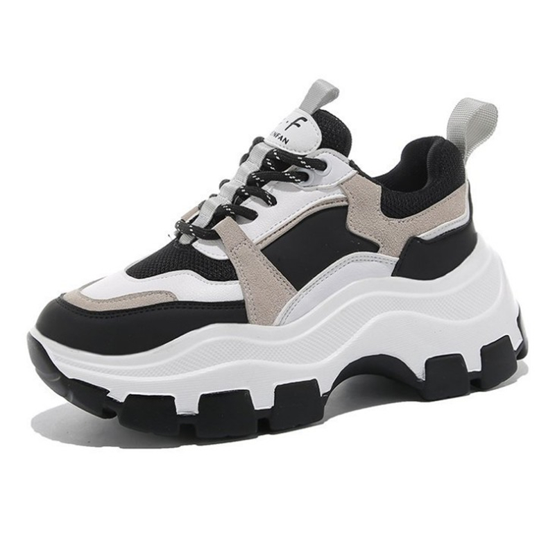 JIANBUDAN Sneakers Women Spring women's sneakers Height Increasing white black autumn Chunky Shoes Breathable Leisure Shoes