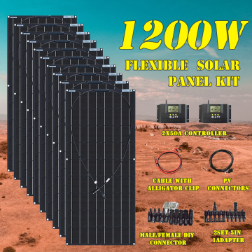 1200W Flexible solar panel kit complete power solar plate kit energy system solar panels Photovoltaic for 12V 24v battery