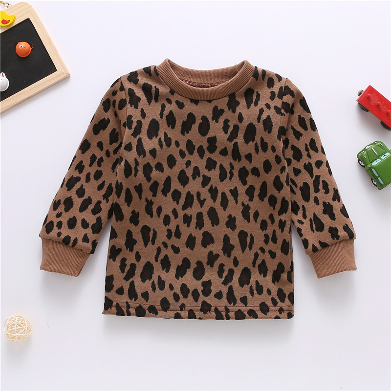 2020 Toddler Girl Clothes Baby Boy Leopard Sweatshirt Top Long Sleeve Pullovers Outwear Children Hoodies 0-5Y
