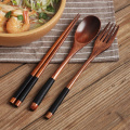 Wooden Spoon Fork Home Flatware Bowl Wood Dinner Spoon Chopsticks Soup Spoon For Home Restaurant Dinner Tableware Set