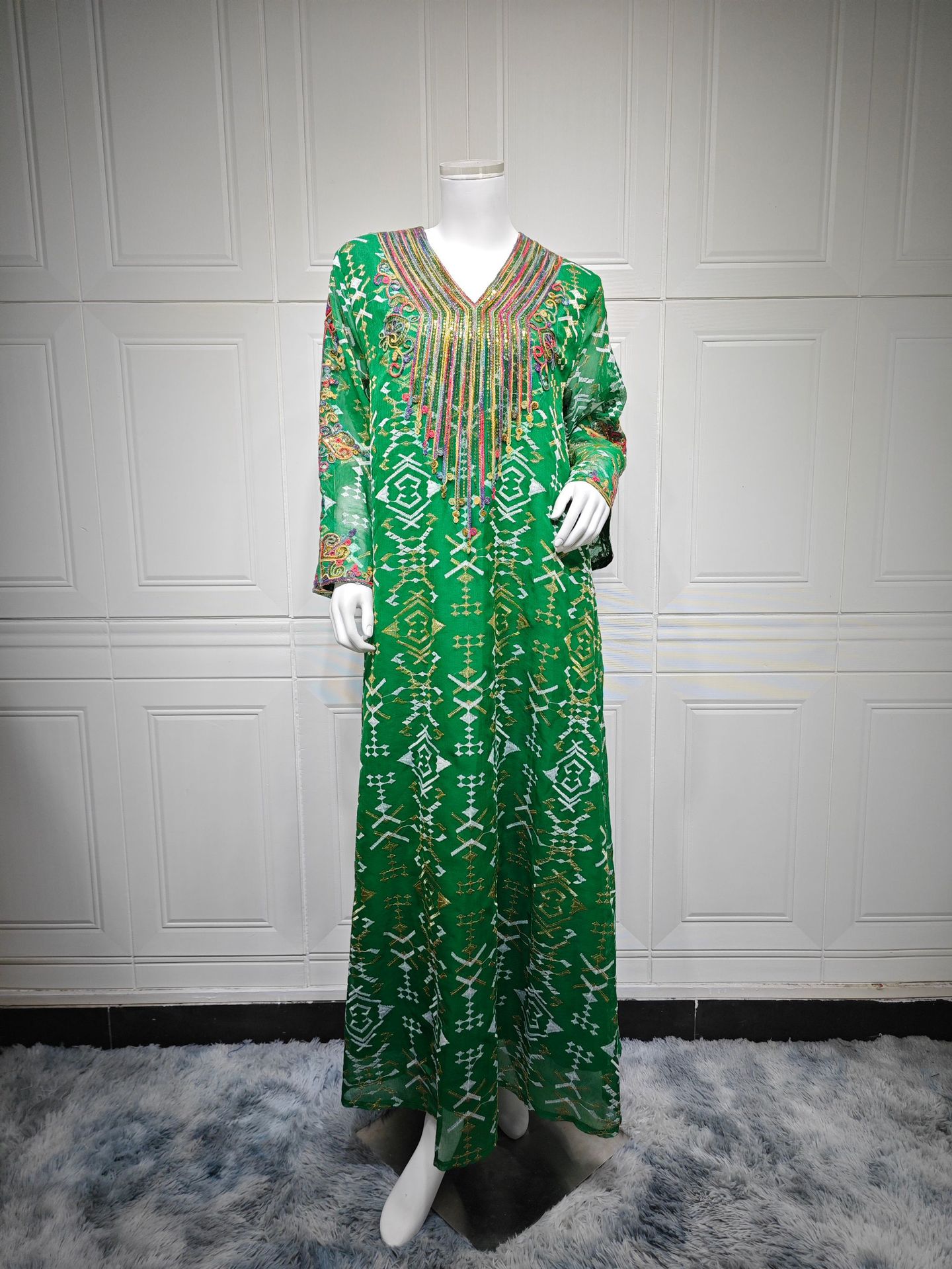 Luxury Mesh Embroidery Occasion Abaya