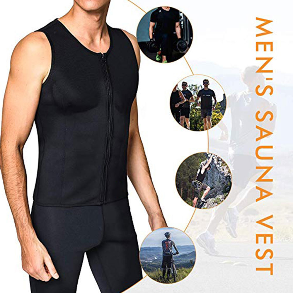 Men Corset Neoprene TShirt Bodysuit Sauna Suit Body Shaper Corset Sweat Vest for Weight Loss Belly Fat Burning Waist Trainer Top