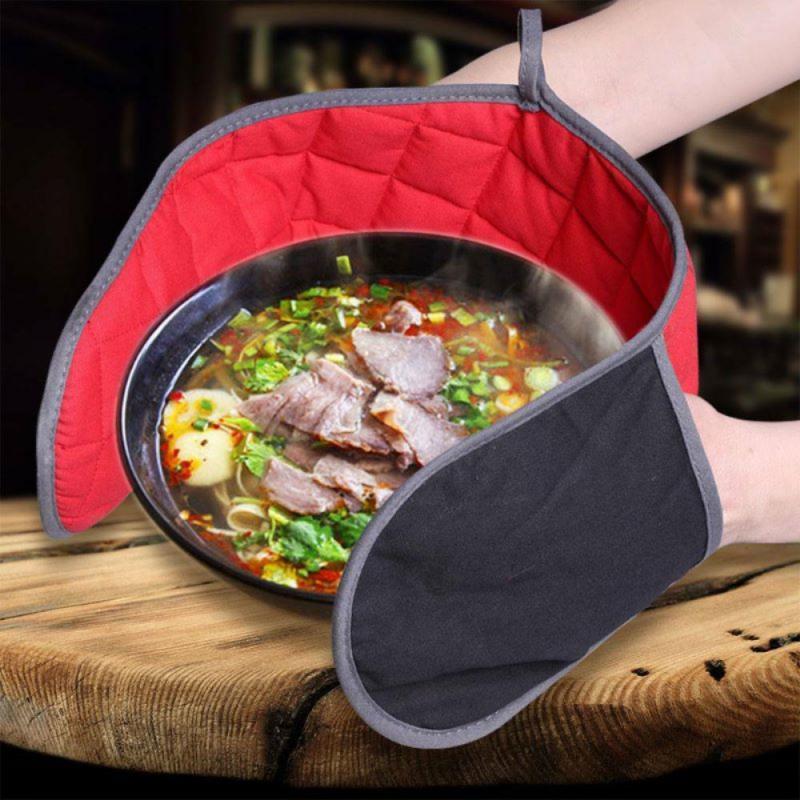 Double-head Microwave Glove Potholder Gloves Mitts Kitchen Potholder Mat For BBQ Insulation Gloves Hot Oven Mitts Baking
