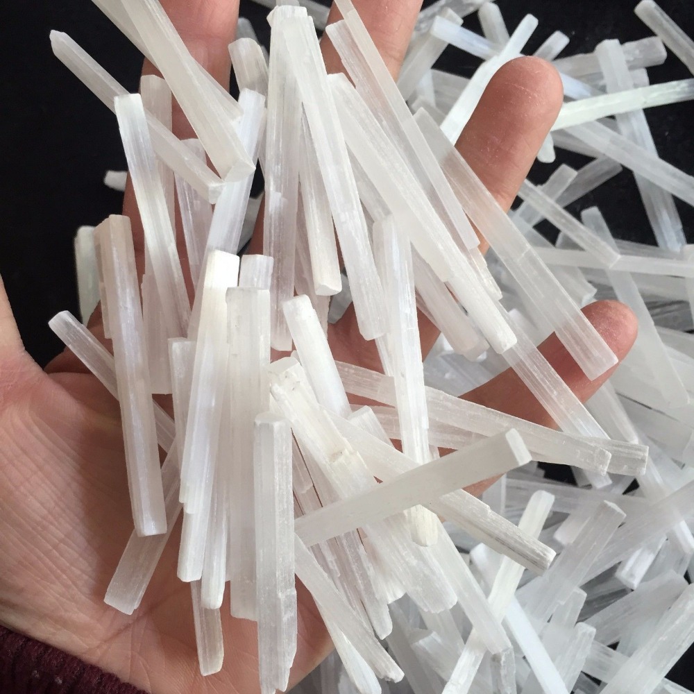 100-500g Natural Selenite Quartz Crystal Sticks Quartz Crystal Chips Natural Stones and Minerals Specimen For Air Cleanning