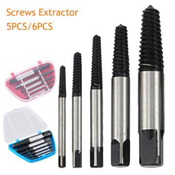 Drill Bit 5pcs/6pcs Screw Extractor Broken Bolt Remover Drill Guide Bits Set Drill Bits Easy Out Remover With Case