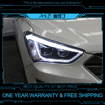 AKD tuning cars Headlight For Hyundai ix45 Santa fe Santafe 2013 Headlights LED DRL Running lights Bi-Xenon Beam Fog angel eyes