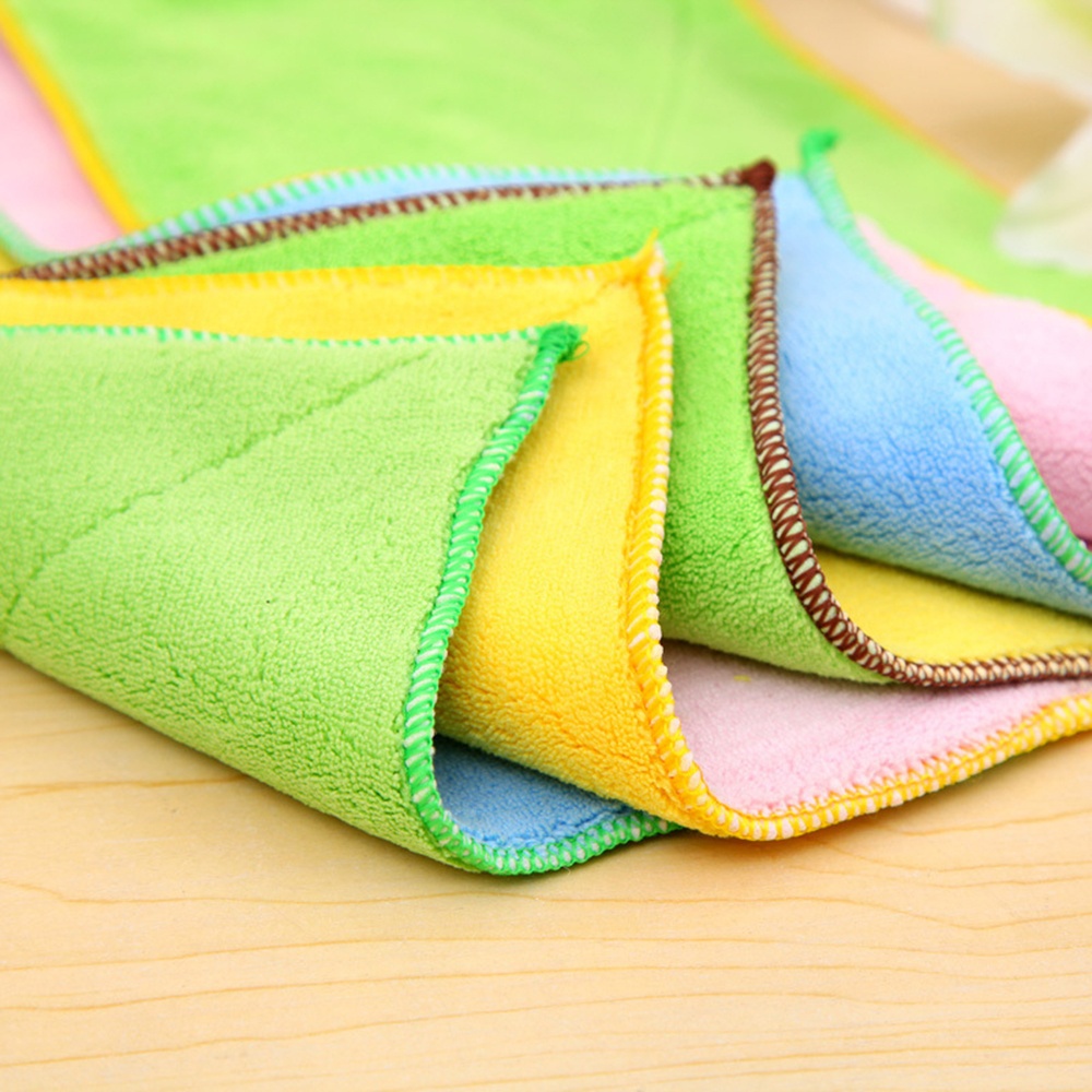 Bamboo Fiber Kitchen Clean Dish Cloth Wash Towel Double Sided Suction Water Microfiber Kitchen Non linting Non Stick Oil Towel