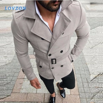 LOVZON New Trench Coat Men Classic Double Breasted Mens Long Coat Mens Clothing Long Jackets Coats British Style Overcoat